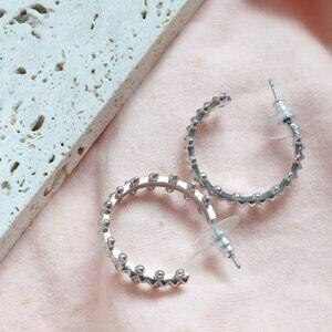 Kendra Scott Jada Silver White Crystal Small Hoop Earrings 🎉